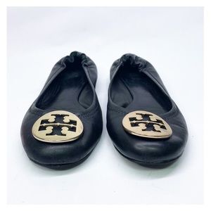 Tory Burch Reva Black Ballet Flats Size 8M